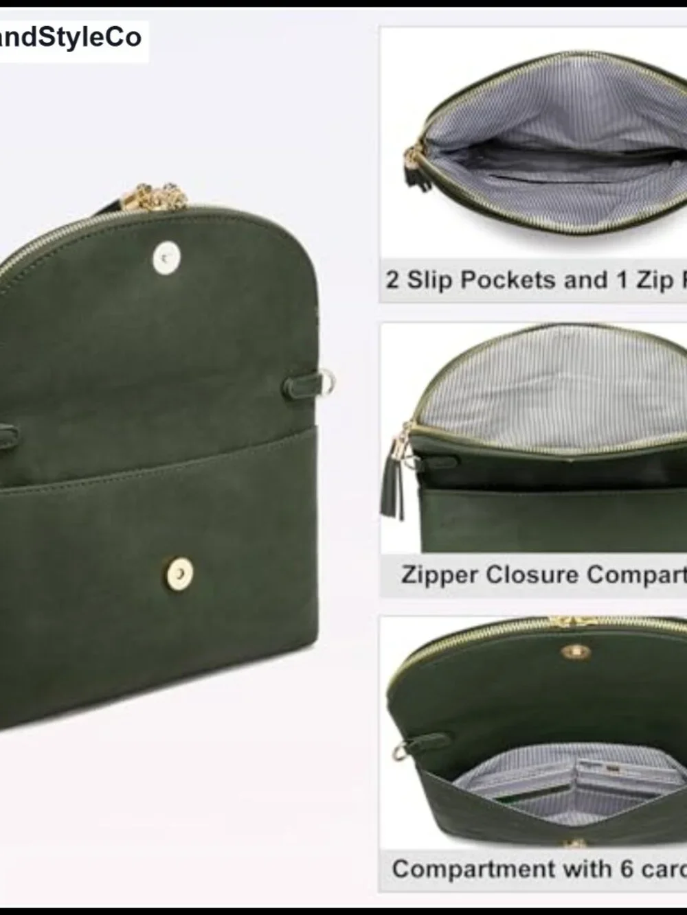 Faux Leather Multi-Compartment Envelope Clutch Crossbody Bag